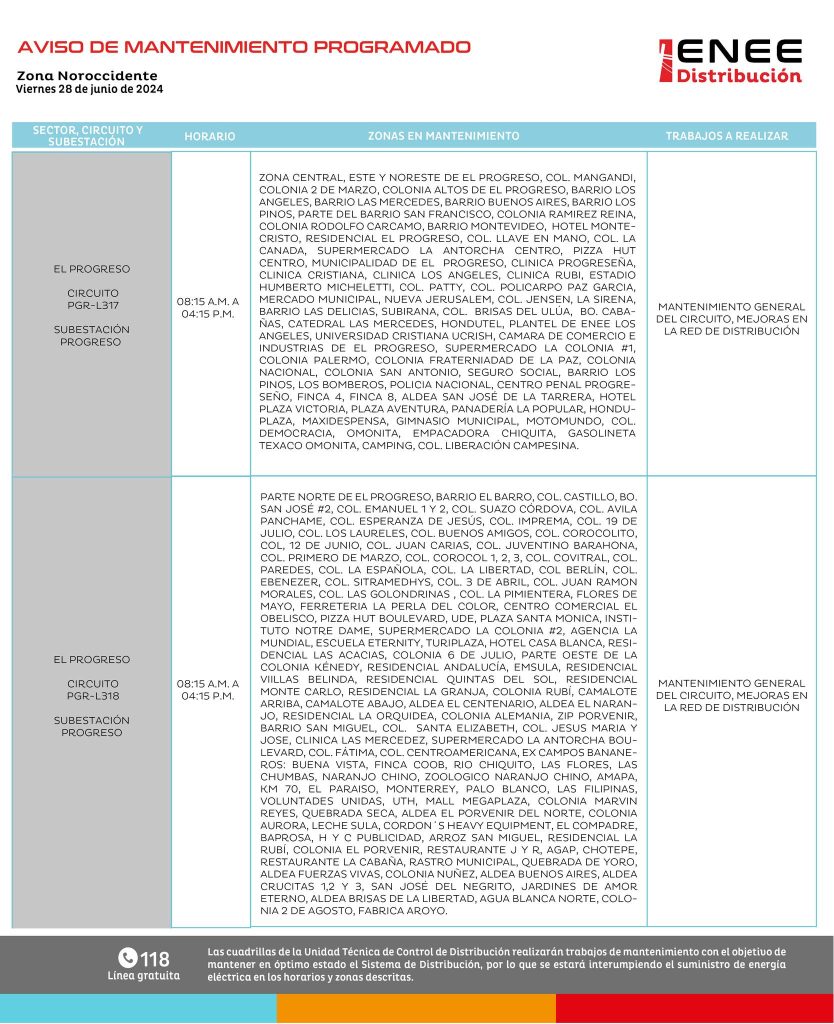 Lista de colonias que no tendrán luz mañana