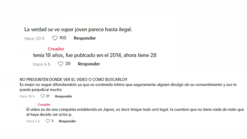 Captura de pantalla en la que se leen algunos comentarios sobre el video