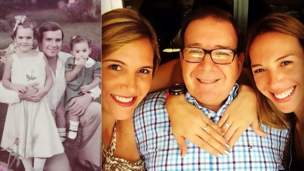 A la izquierda. Edmundo González con sus dos hijas cuando eran niñas; a la derecha junto a ellas pero adultas