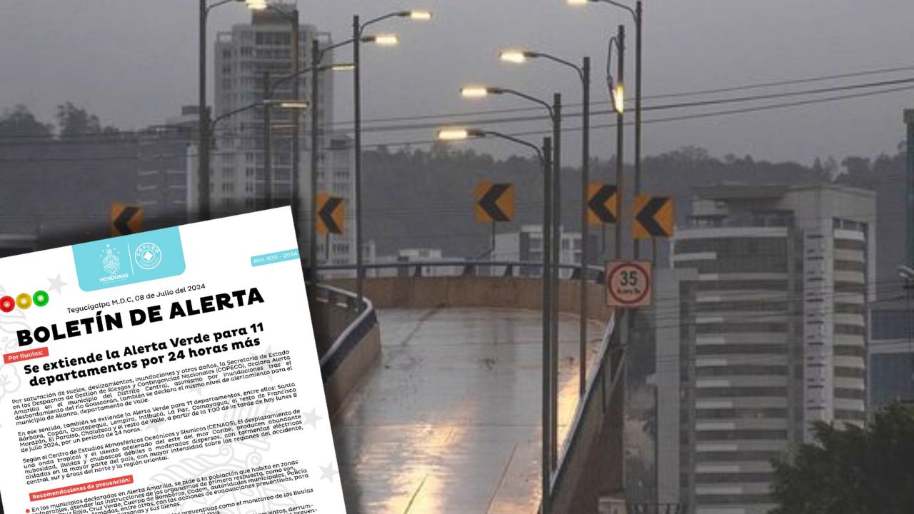 Extienden alerta verde en 11 departamentos por 24 horas más por lluvias