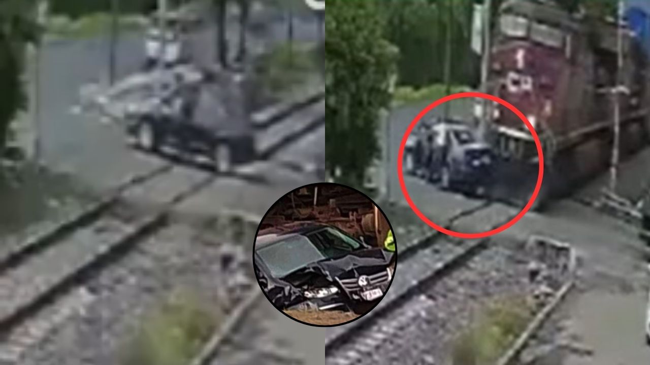 Tren embiste carro varado sobre las vías; conductor sobrevive de milagro