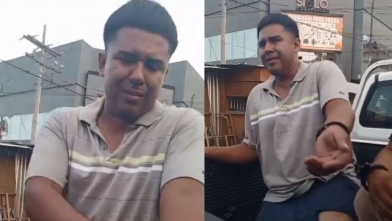 Graban a conductor hondureño llorando luego de ser requerido por conducir en contravía