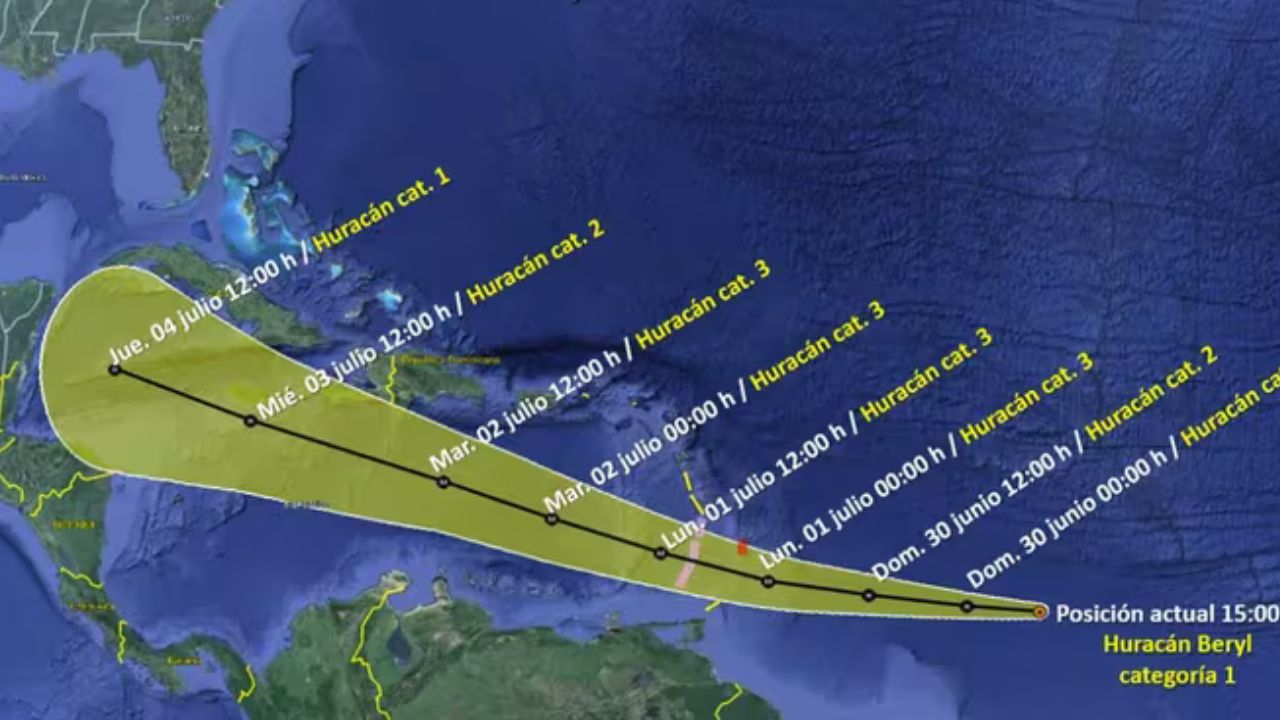 Alerta 'amarilla' por el huracán Beryl en Quintana Roo, estado del Caribe mexicano