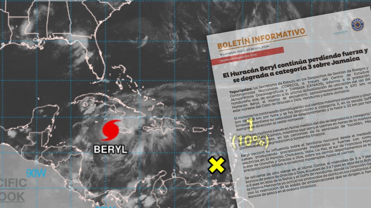 Huracán Beryl se degrada a categoría 3 sobre Jamaica