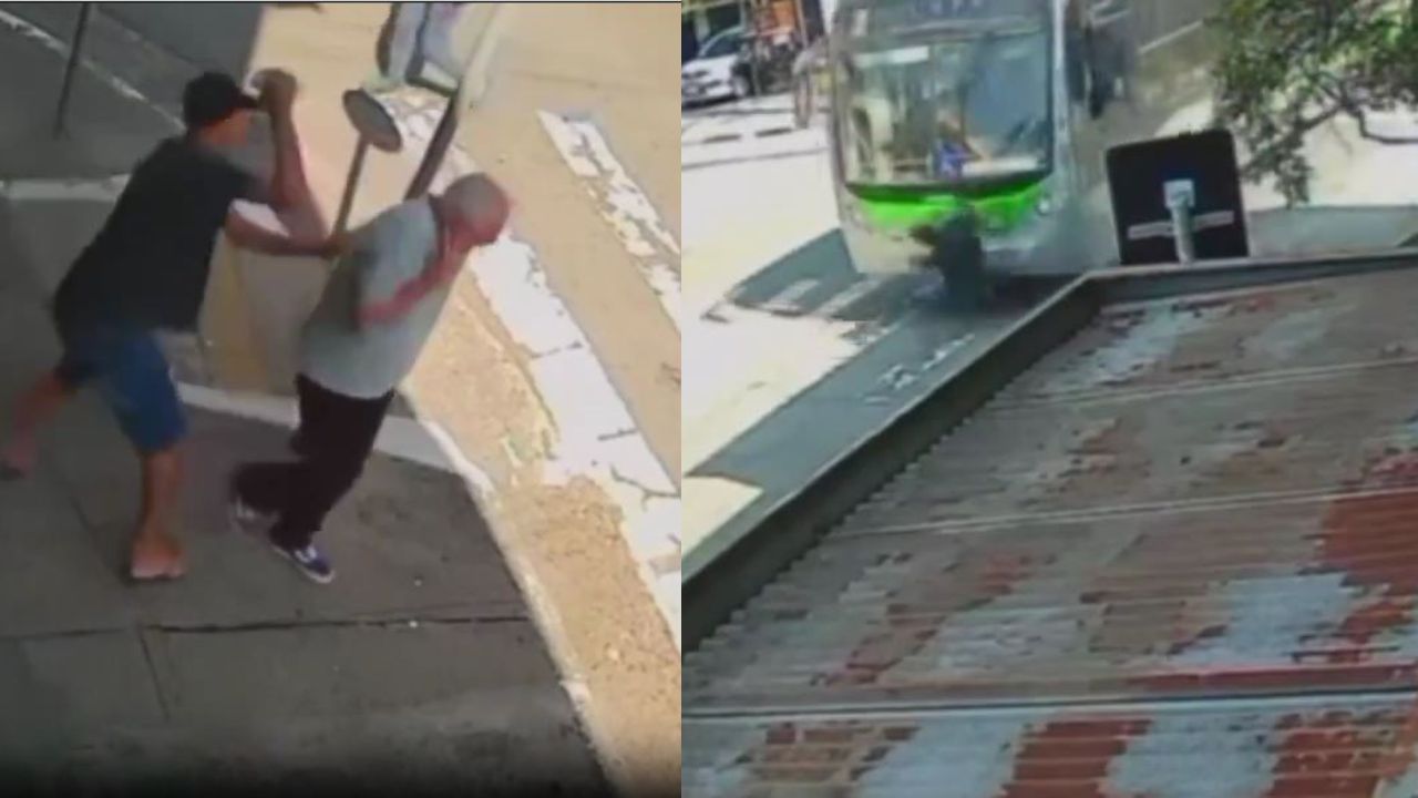 Graban cuando joven que robó celular a anciano es arrollado por bus en Brasil