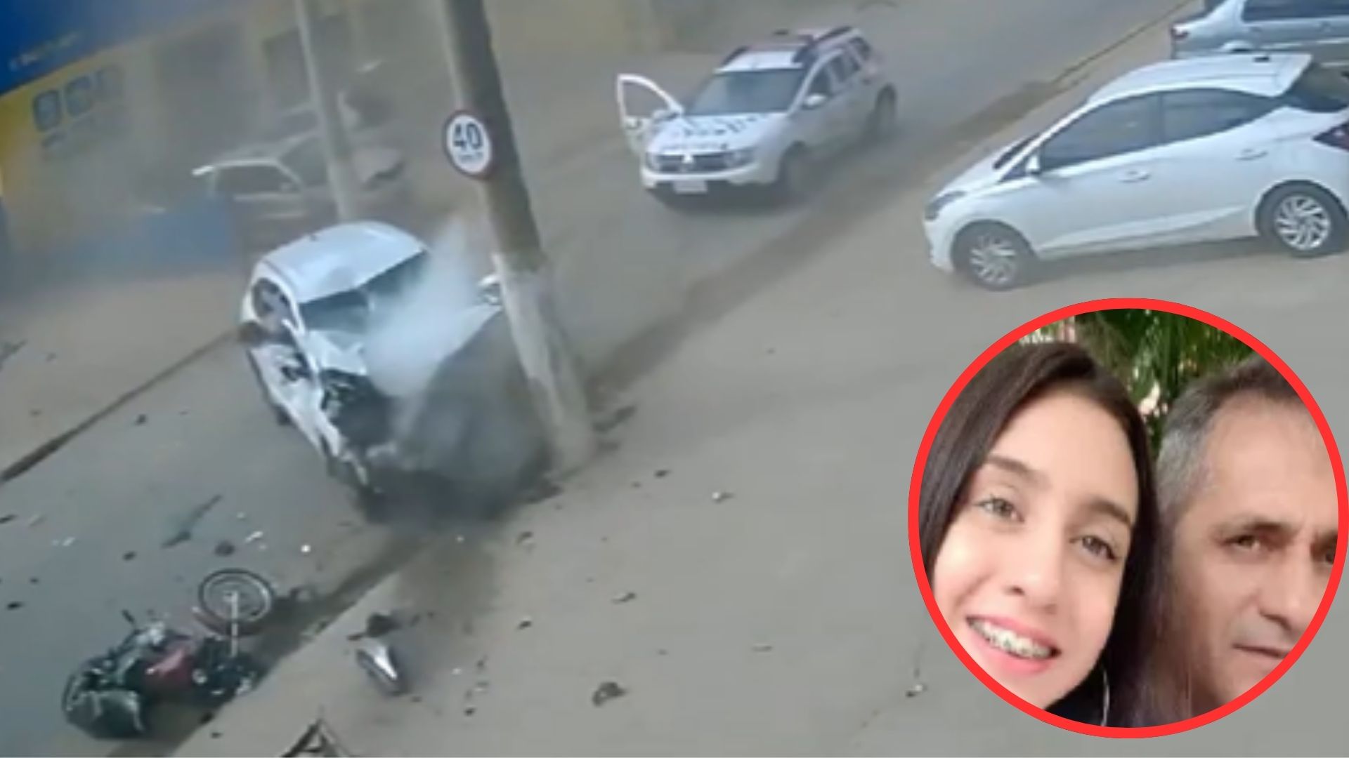 Cámara capta cuando padre e hija son arrollados por carro que escapaba de la Policía