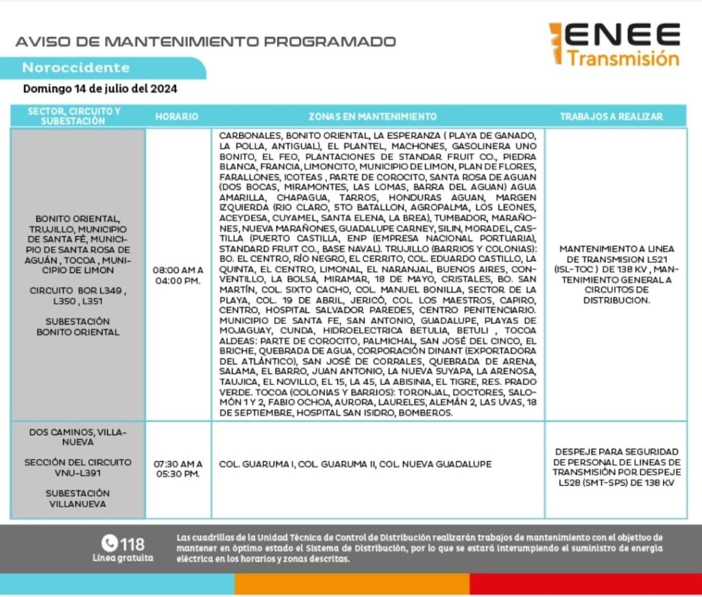 Lista de colonias que no tendrán luz mañana