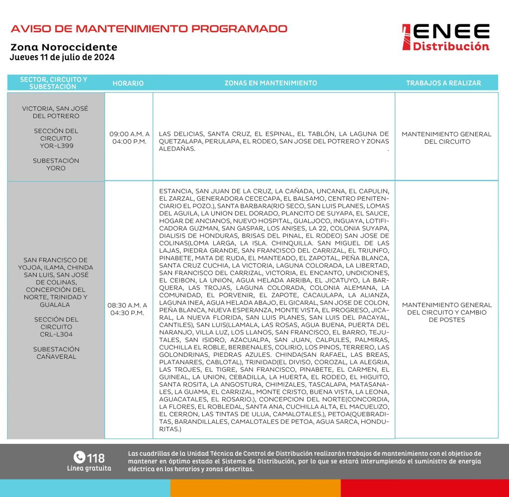Lista de colonias que no tendrán luz mañana