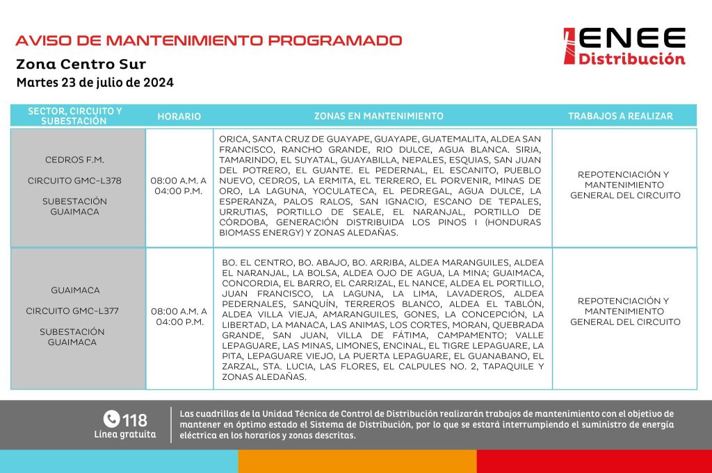 Lista de colonias que no tendrán luz mañana