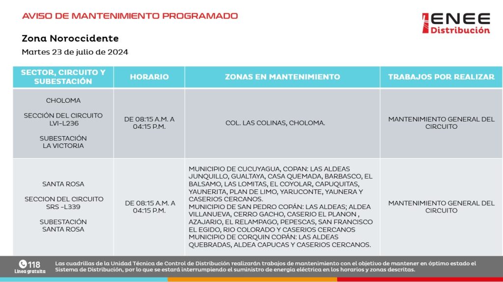 Lista de colonias que no tendrán luz mañana