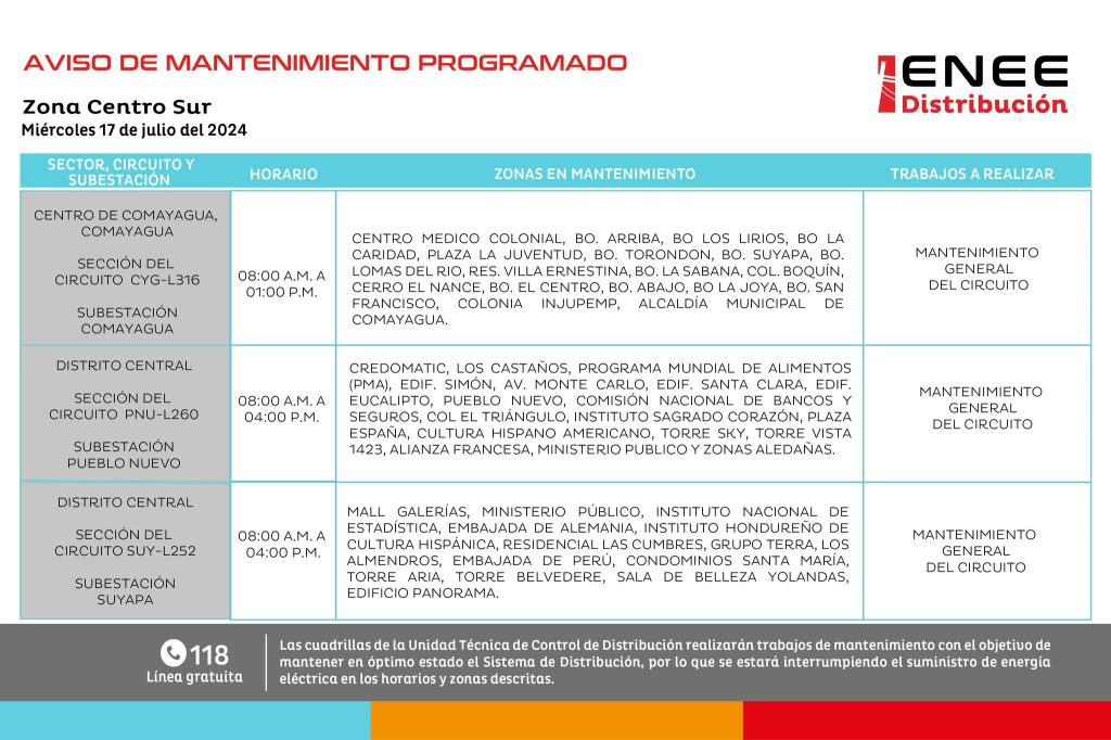 Lista de colonias que no tendrán luz mañana