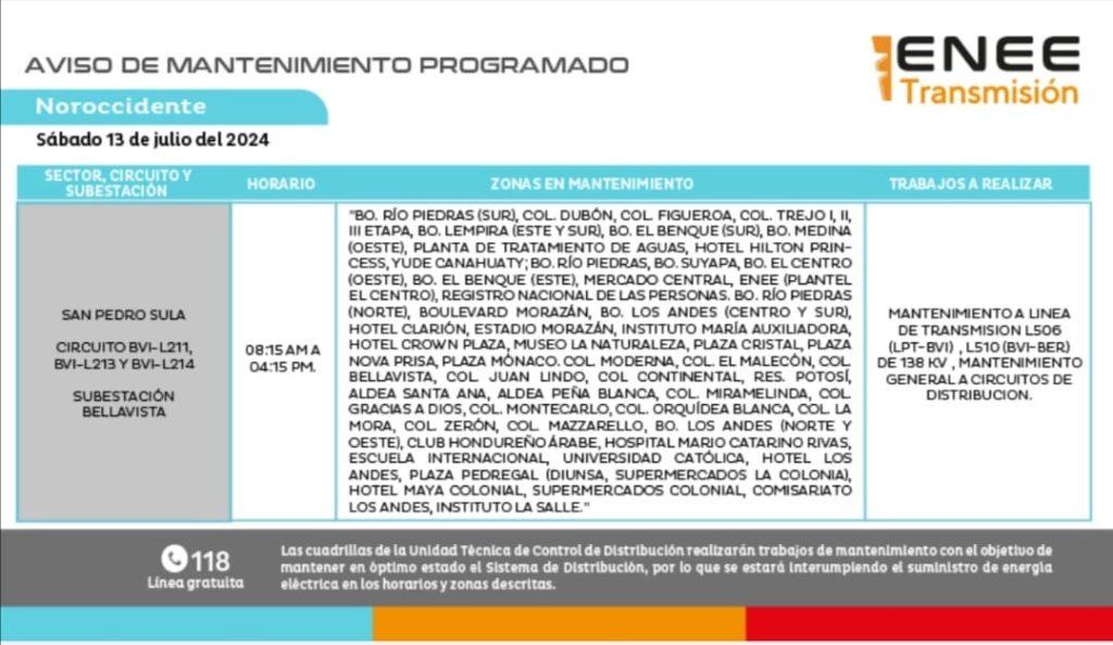 Lista de colonias que no tendrán luz mañana