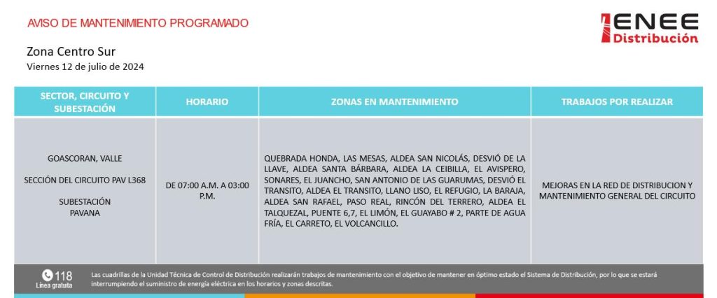 Lista de colonias que no tendrán luz mañana