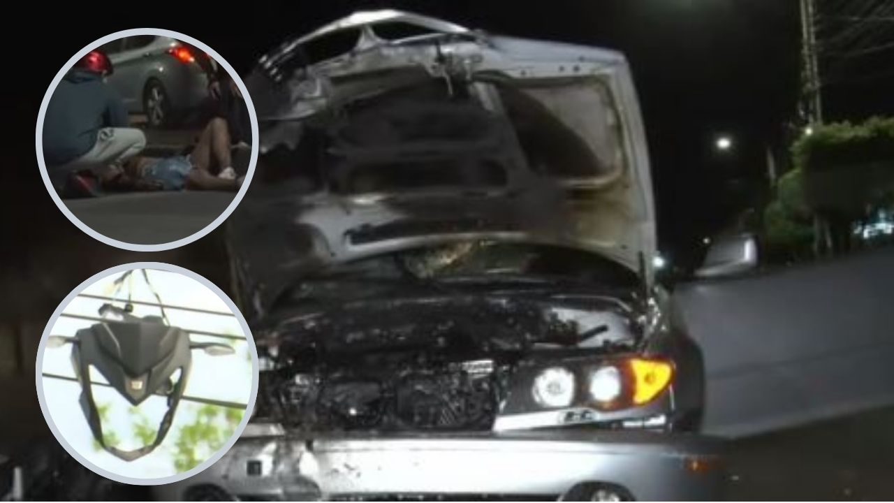 Lesionados, carro quemado y casco de moto en tendido eléctrico, dejó accidente en Tegucigalpa