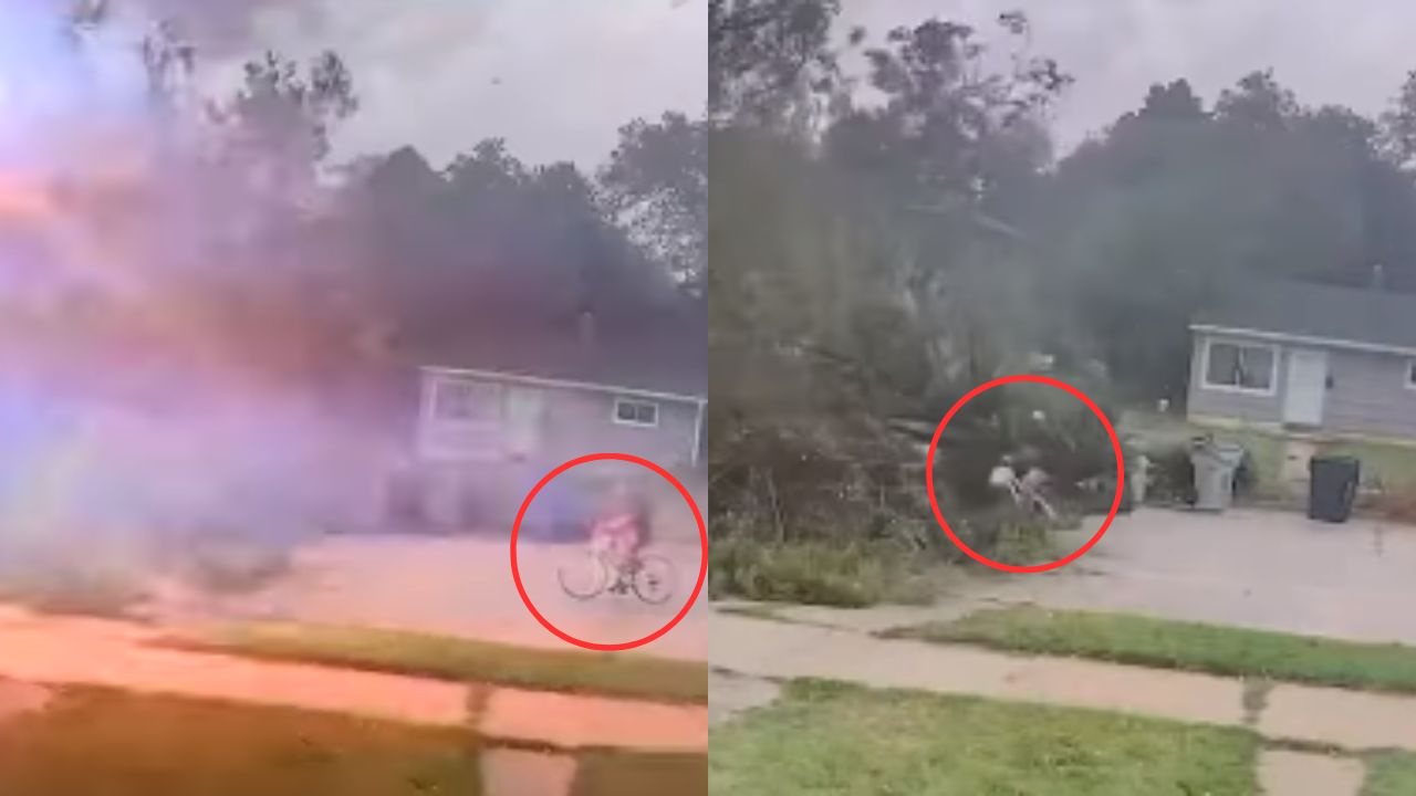 Ciclista se salva de morir al chocar con árbol derribado por un rayo