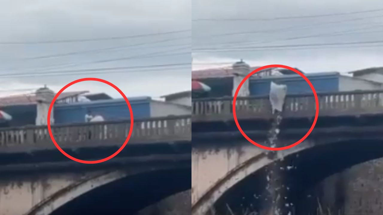 Captan momento en que lanzan basura desde puente al río Choluteca