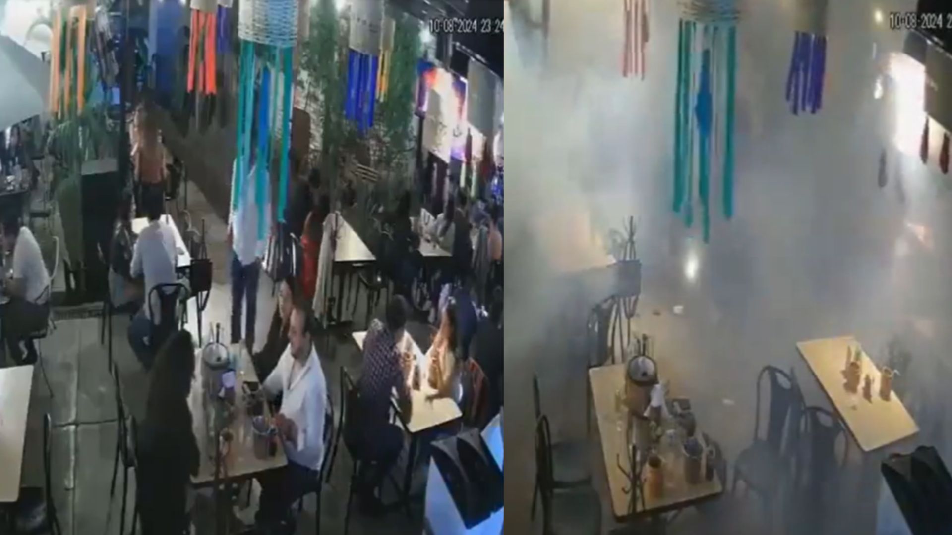Grupo armado ataca con bomba restaurante lleno de comensales y todo queda en vídeo