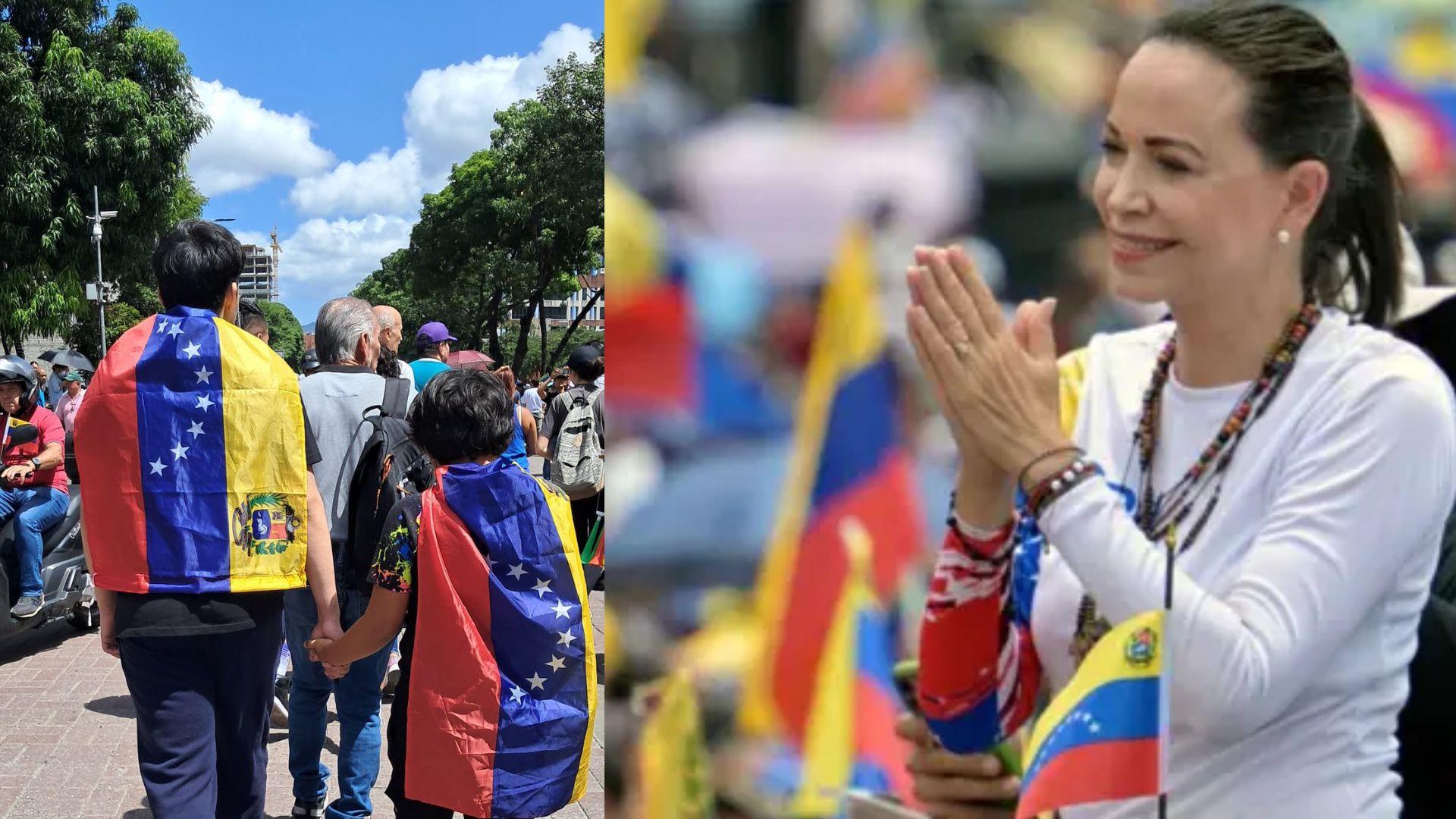 Machado es recibida en la protesta opositora en Caracas al grito de 'libertad'