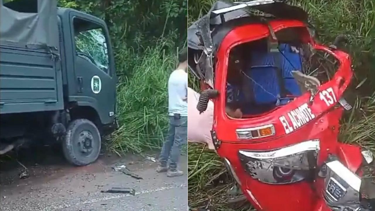 Por esquivar un bache, camión militar impacta a mototaxista y este pierde la vida en Colón