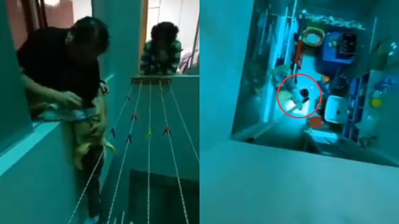 Bajan niño por pared al estilo 'Misión Imposible' tras olvidar llaves en casa