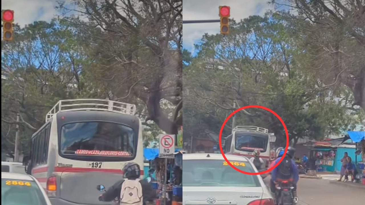 Conductores de 'rapidito' y motos, captados cruzando semáforo en rojo en Tegucigalpa