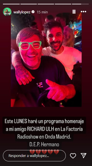 Captura de pantalla en la que se lee el anuncio del artista