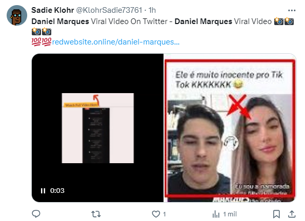 Captura de pantalla en la que se lee una publicación sobre el video de Daniel Marques