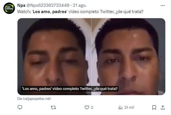 Captura de pantalla en la que se ve una publicación en la que supuestamente está el video