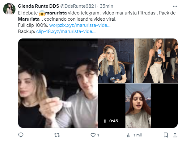 Captura de pantalla en la que se ve una publicación con el supuesto video de Marurista