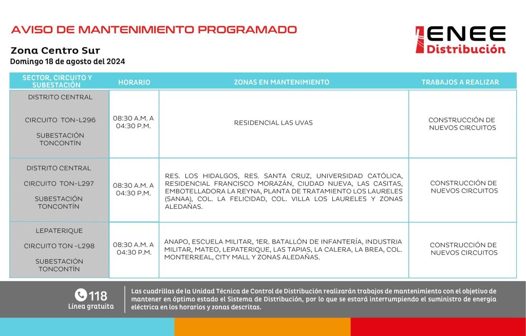 Lista de colonias que no tendrán luz mañana
