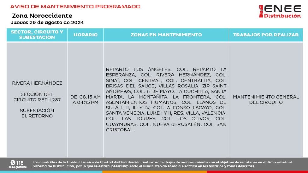 Lista de colonias que no tendrán luz mañana