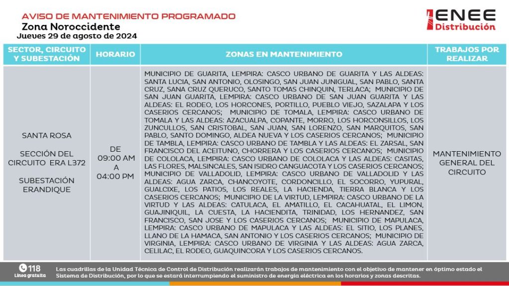 Lista de colonias que no tendrán luz mañana