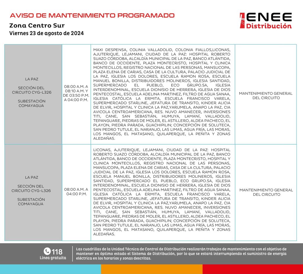 Lista de colonias que no tendrán luz mañana