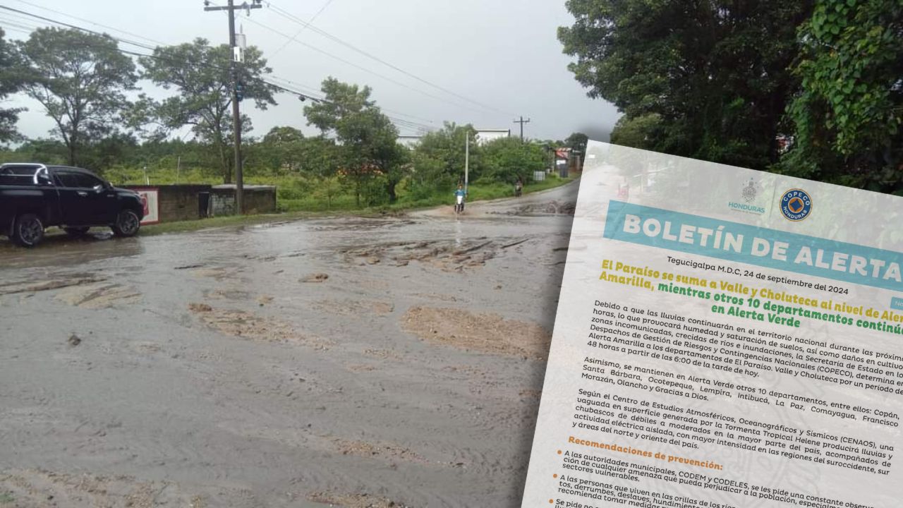 En alerta amarilla también El Paraíso por efectos de las lluvias