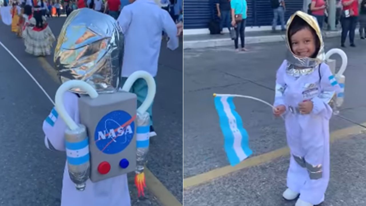 'Desde la NASA a Honduras': pequeño astronauta cautiva en desfiles en La Ceiba