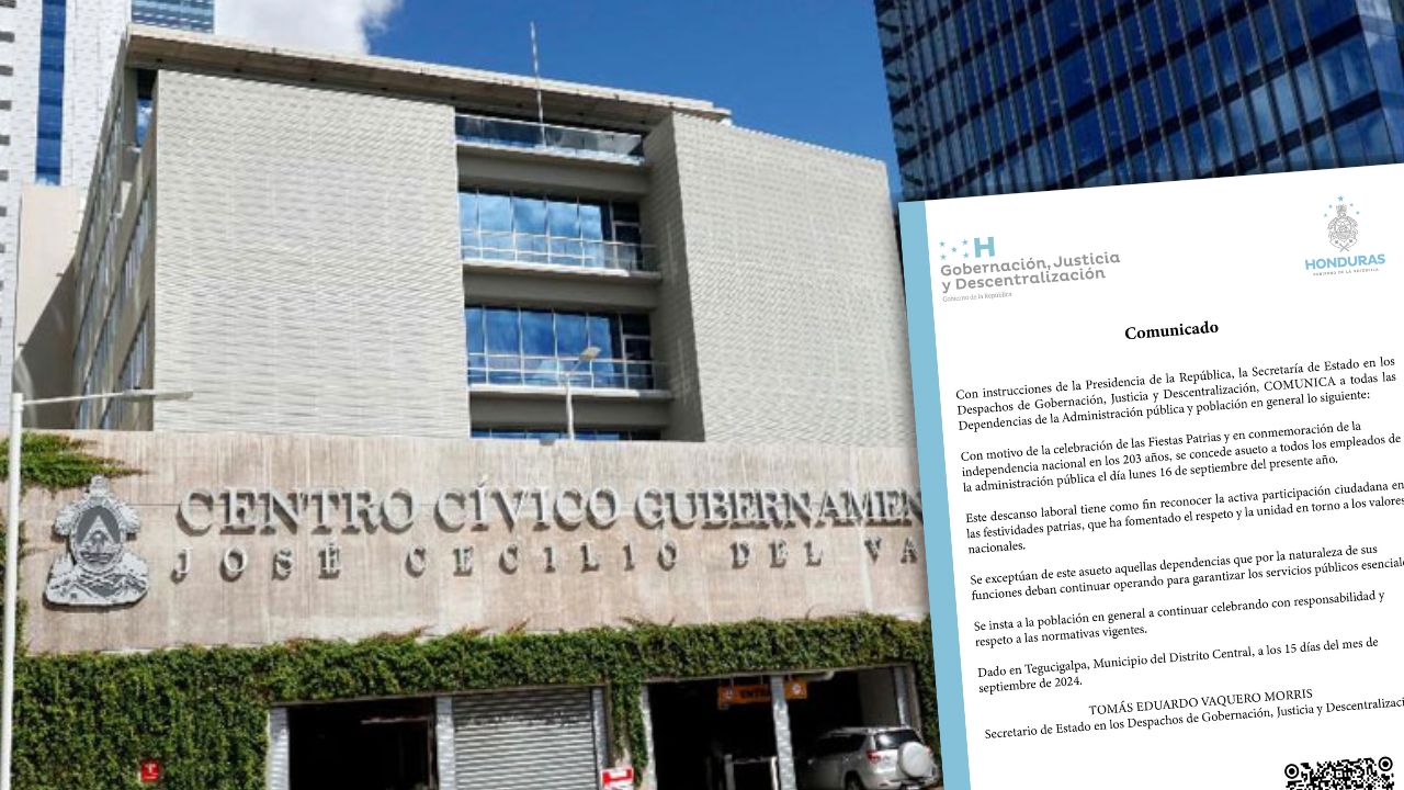 Gobierno concede descanso laboral para empleados públicos este lunes 16 de septiembre