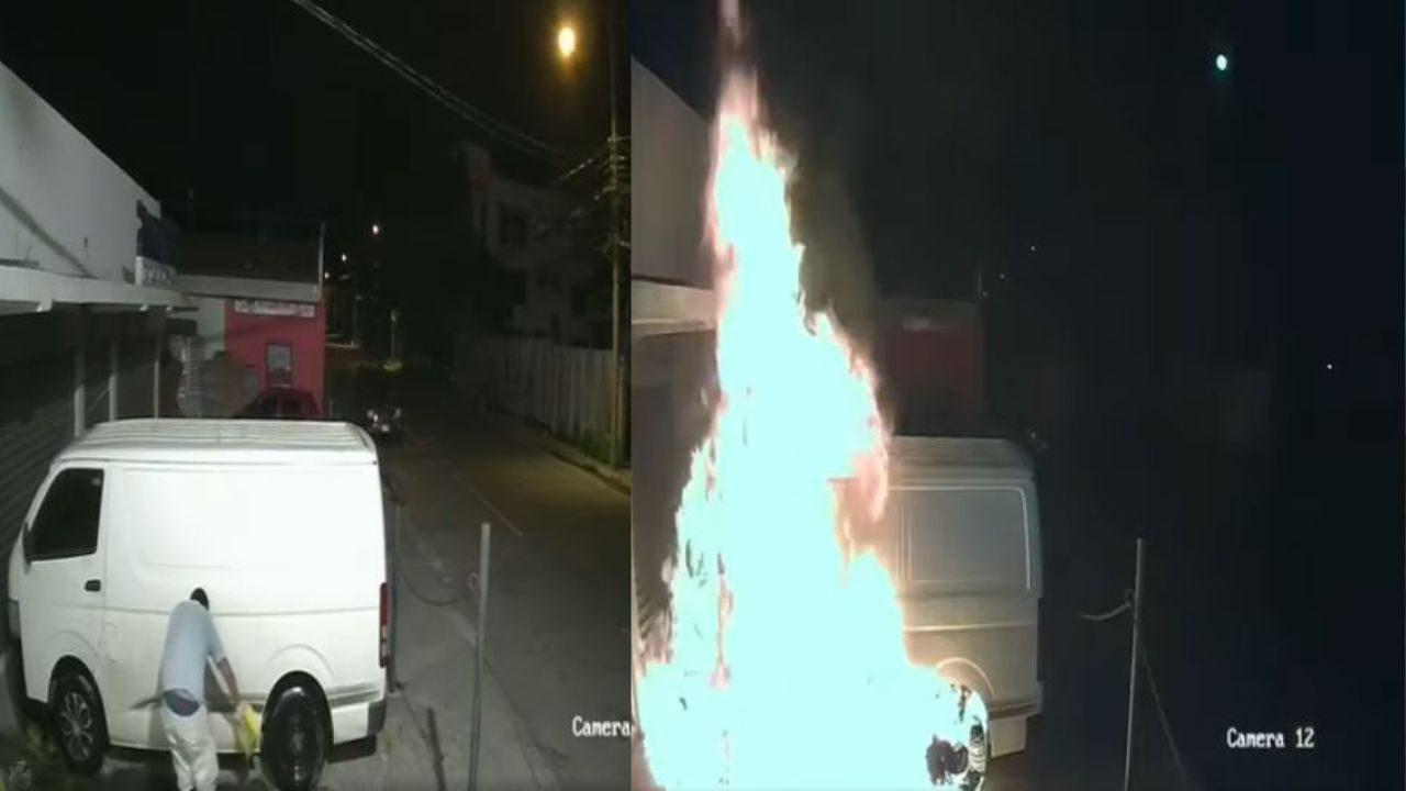 Así fue el momento en que hombre prendió fuego a vehículo en San Pedro Sula