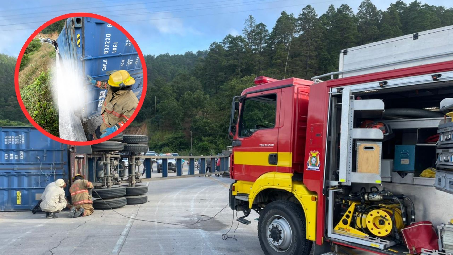 Motociclista muere aplastado en volcamiento de rastra en la carretera a El Paraíso