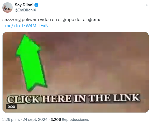 Captura de pantalla donde se lee la publicación del video de Sazzzong y Poliwam