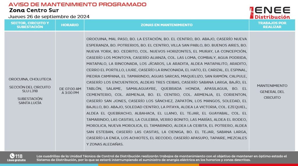 Lista de colonias que no tendrán luz mañana
