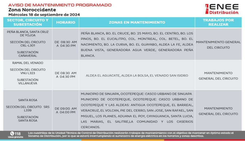 Lista de colonias que no tendrán luz mañana