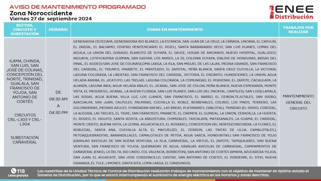 Lista de colonias que no tendrán luz mañana