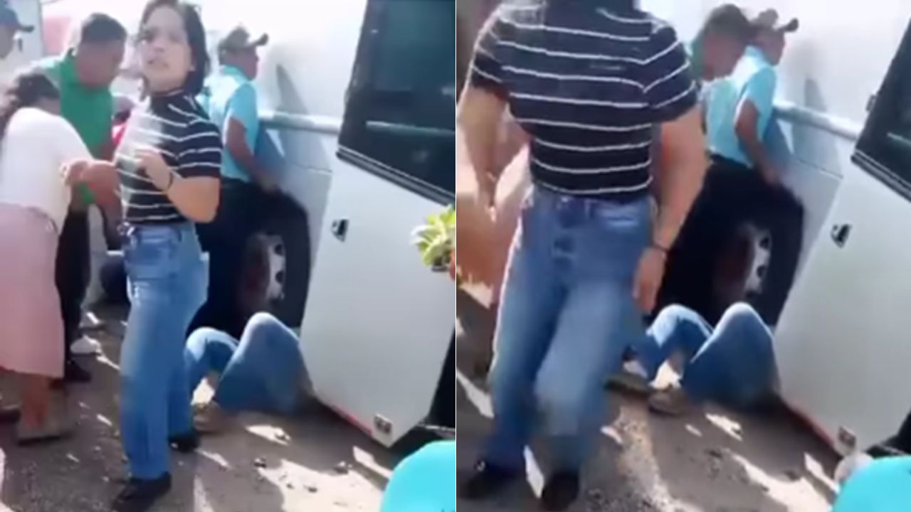 Captan momento donde joven queda atrapado debajo de bus de la ruta Marcala-Tegucigalpa