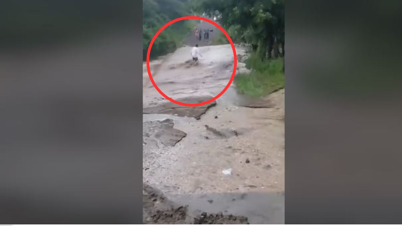 Graban a hondureño que desafía la naturaleza y es arrastrado por río en Soroguara