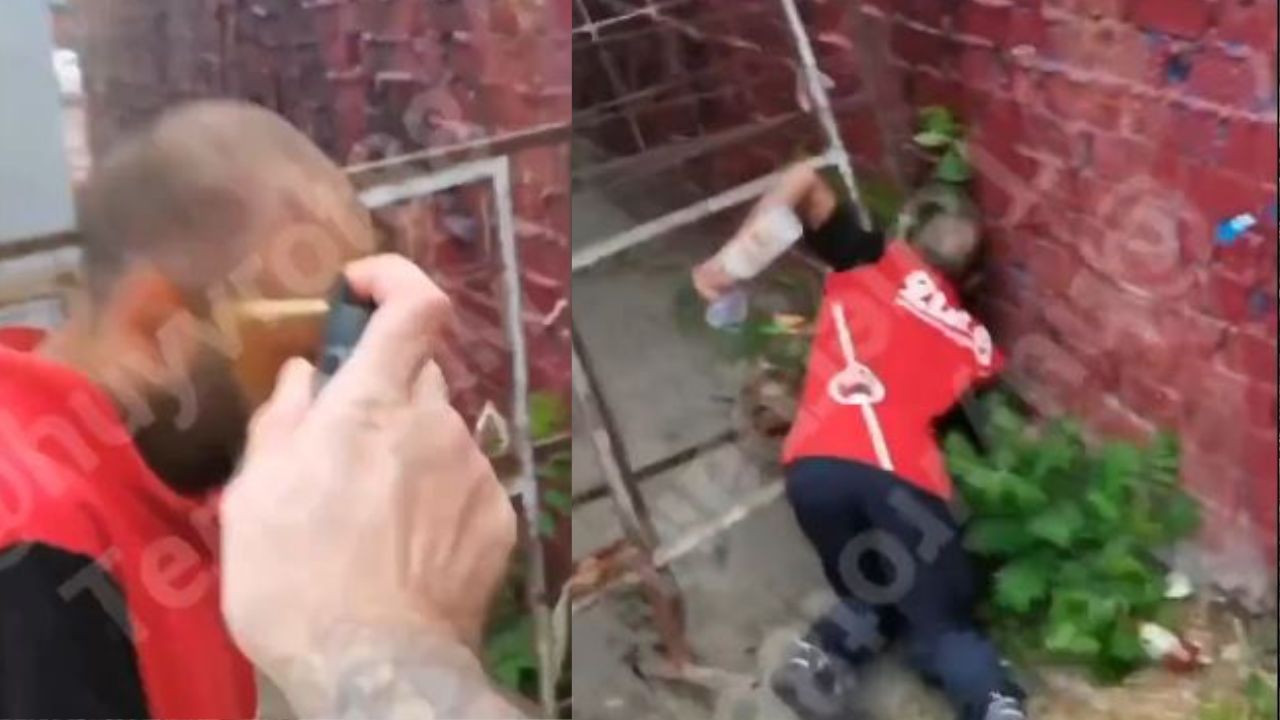 Video capta ataque con gas pimienta y patada voladora a hombre por orinar en la calle