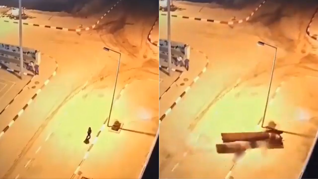 Graban momento en el que hombre muere tras caerle fragmento de un misil iraní