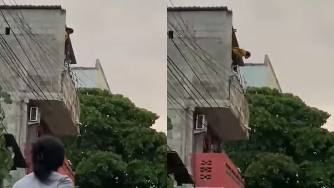 Graban a mujer lanzándose del tercer piso de su vivienda en SPS para quitarse la vida
