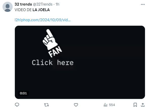 Captura de pantalla en la que se puede leer una publicación de un usuario asegurando que tiene el video de La Joel