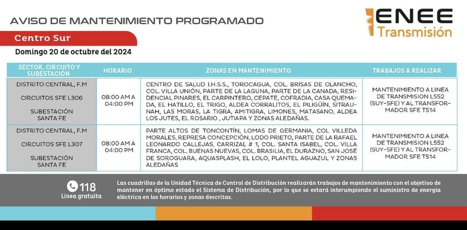 Lista de colonias que no tendrán luz mañana