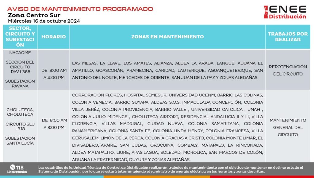 Lista de colonias que no tendrán luz mañana